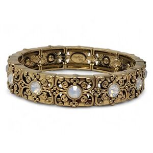 Lia Sophia Antiqued Matte Gold Stretch Bracelet "Nightshade" Cut Crystals